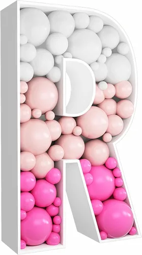 Miniatura 23 de Kit de letras rellenables de 2 pies con marco de globo de mosaico de letra K para decoración de telón de fondo de boda de fiesta de cumpleaños
