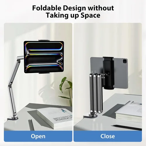 Miniatura 5 de KU XIU Soporte para Tablet de Escritorio, Soporte de Brazo Plegable de Aleación de Aluminio Compatible con iPad 10/9th, iPad 13/12.9/11" M3 M4 M5