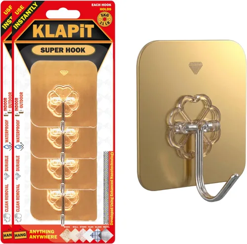 Miniatura 12 de KLAPiT Super Hook - Ganchos de pared adhesivos de alta resistencia, soporta hasta 11 libras, impermeable, sin daños, fácil de instalar en azulejos