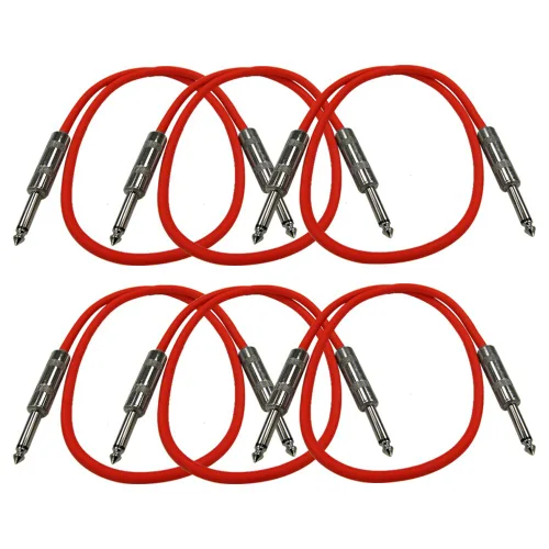 Miniatura 37 de Seismic Audio Cables de guitarra para altavoces, cables de guitarra TS de ¼ pulgadas, 3 pies, multicolor, paquete de 6 Color múltiple