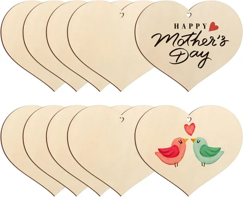 Miniatura 12 de Adornos de madera para cartas de amor para pintar de 7 pulgadas, tamaño grande, para el Día de la Madre, el Día de San Valentín, discos de madera