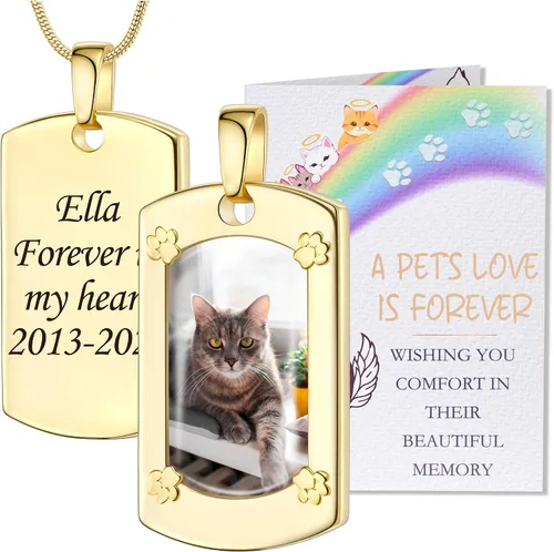 Miniatura 11 de Fanery Sue Collar personalizado para cenizas de mascotas para perros y gatos, foto y texto personalizados, regalo de condolencia, regalo de cremación