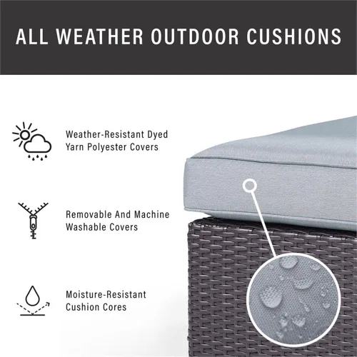 Miniatura 9 de Crosley Furniture Biscayne - Silla de exterior, sillas de mimbre para patio, porche, terraza, balcón, patio trasero, color marrón con cojines