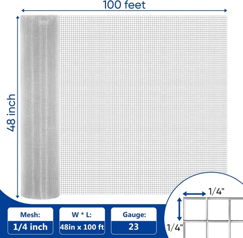 Miniatura 2 de Rollo de malla de hardware UULID de 1/2 pulgada, 48 pulgadas x 30 metros, calibre 19, malla galvanizada después de soldar en caliente, malla