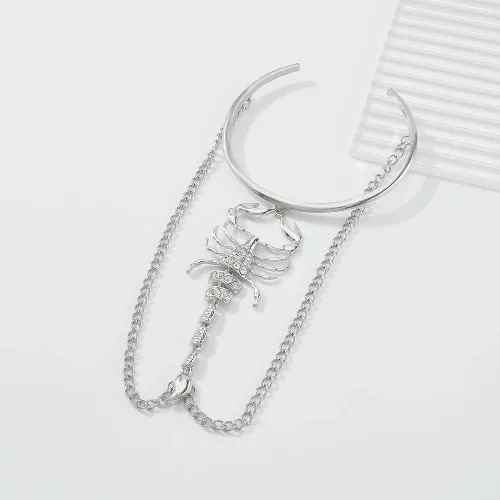 Miniatura 4 de Jumwrit Pulsera de brazo superior con diamantes de imitación, brazalete de brazo de araña, brazalete de pulsera, cadena de borlas, accesorios