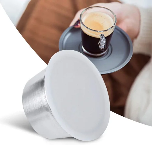 Miniatura 3 de Oumefar Relleno de café recargable, cápsulas de café reutilizables de acero inoxidable con tapa de silicona, taza de cápsula de café recargable