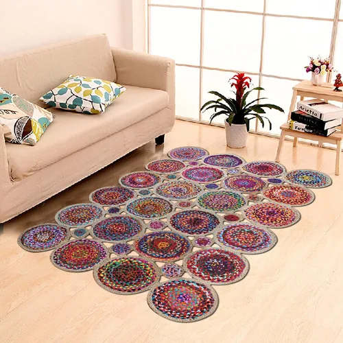 Miniatura 10 de Cape Cod - Alfombra trenzada de fibra de yute natural, alfombras indias kilim – Tapete pequeño de 3 x 2 pies tejido a mano de tejido plano para uso