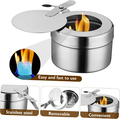 Miniatura 7 de DOITOOL Soporte para latas de combustible de acero inoxidable, 2 unidades, latas de combustible para calentador de alimentos, soporte de combustible