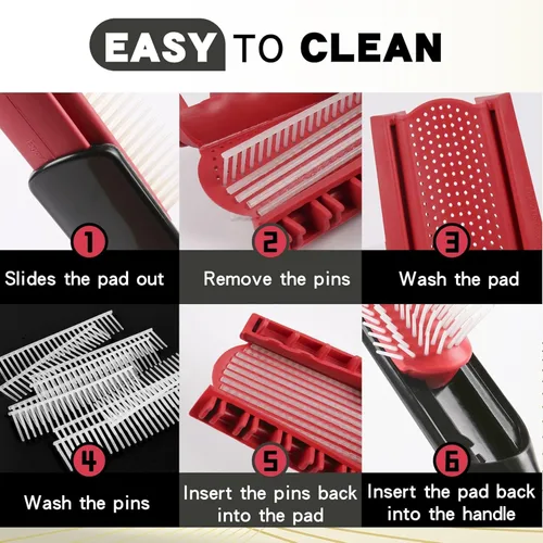 Miniatura 6 de 2 cepillos de pelo para mujeres y hombres, 7 filas y 5 filas, rizado, húmedo o seco, cepillos clásicos para cabello grueso natural, separación