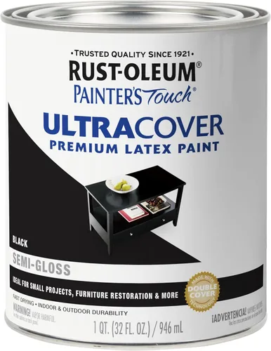 Miniatura 50 de Rust-Oleum Brush On Paint 224430T Painter's Touch - Pintura de látex, cuarto de galón, imprimación blanca plana acrílica, 32 onzas líquidas