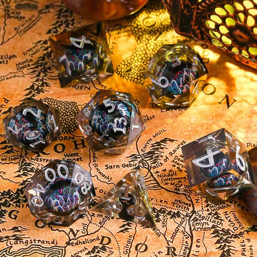 Miniatura 16 de Sharp Edge - Juego de dados DND, juego de dados de globo ocular DND, dados de ojo de dragón de núcleo líquido para juegos de mesa de rol