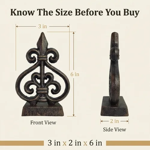 Miniatura 3 de Lulu Decor, Tope de puerta de hierro fundido Fleur De Lis, tapón de puerta (LB15BK1)