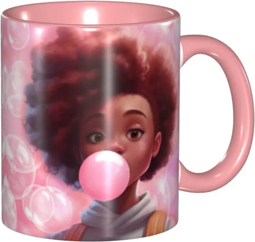 Miniatura 21 de Taza de café, taza de té para mujeres y niñas, taza de diseño único, perfecta para regalos, mujeres afroamericanas afro
