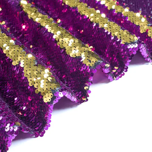 Miniatura 38 de DUOBAO Tela de Lentejuelas Reversibles con Efecto Flip - 0.5 Yarda de Lentejuelas de Sirena de Morado a Dorado, Material de Costura Brillante DIY