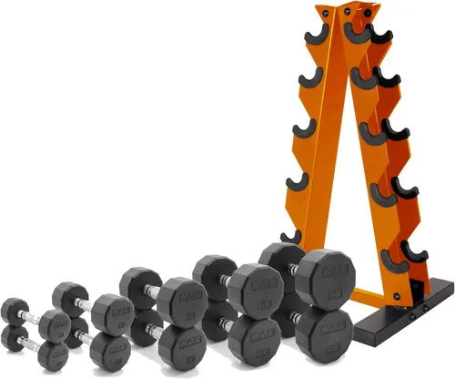 Miniatura 53 de CAP Barbell Juego de mancuernas hexagonales recubiertas de 150 libras con estante vertical Múltiples opciones Estante azul