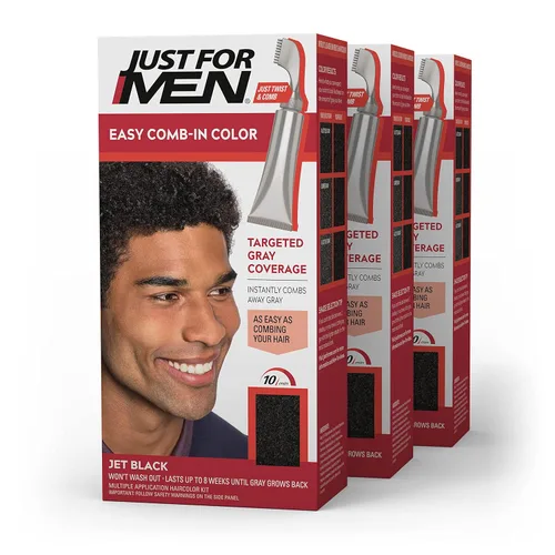 Miniatura 10 de Just For Men Easy Comb-In Color - Tinte para el cabello para hombre, fácil aplicación sin mezcla, con aplicador de peine, marrón oscuro, A-50