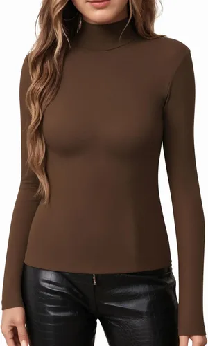 Miniatura 3 de MANGOPOP Camiseta ajustada de manga larga con cuello alto falso para mujer