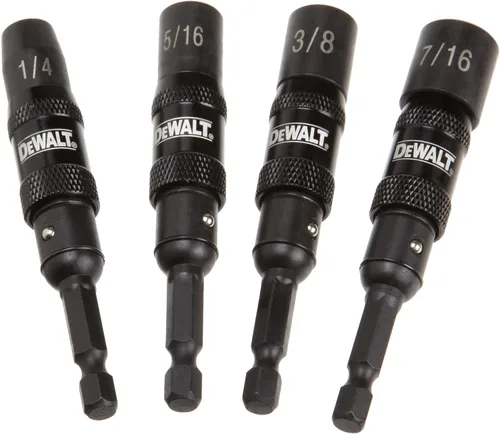 DEWALT DWPVTDRV Destornilladores de tuercas pivotantes de 4 piezas listos para impacto, 1/4 pulgadas, 5/16 pulgadas, 3/8 pulgadas, 7/16 pulgadas