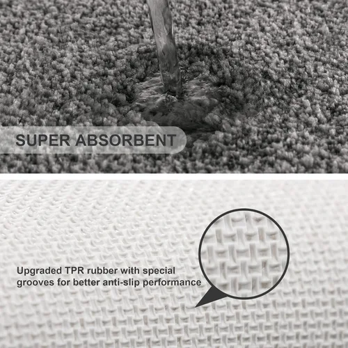 Miniatura 5 de VANZAVANZU Alfombras de Baño Antideslizantes Ultra Suaves Absorbentes de Microfibra Esponjosas Gruesas Alfombras de Baño Lavables a Máquina Gris