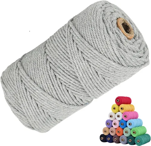 Miniatura 52 de Cuerda de algodón para macramé, de 0.11 pulgadas x 109 yardas, cuerda de macramé natural marrón, suministros perfectos de algodón para hacer