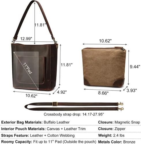 Miniatura 4 de S-ZONE Mochila de piel auténtica para mujer, con estilo retro, estilo vintage