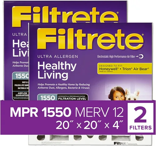 Miniatura 9 de Filtrete 16x25x4 (SlimFit), filtro de aire para horno y aire acondicionado, MPR 1550 DP, ultra alérgeno con plisado profundo para una vida