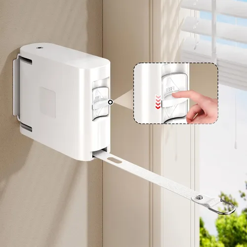 Miniatura 8 de Tendedero retráctil de TPU de 13.9 pies para interiores y exteriores, línea de secado resistente al viento para montar en la pared con agujeros Negro