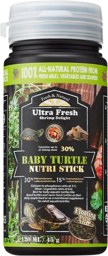 Ultra Fresh Comida Flotante para Tortugas Bebé, Todos los Ingredientes Naturales, Gamba Espada Silvestre, Enriquecida con Calcio y Vitamina D para
