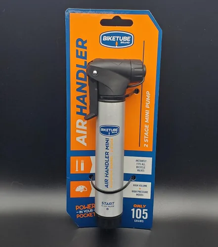 Miniatura 6 de Mini bomba de bicicleta con manipulador de aire de la marca BIKETUBE – Diseño de dos etapas con barril de aluminio – Compatible con válvulas Presta