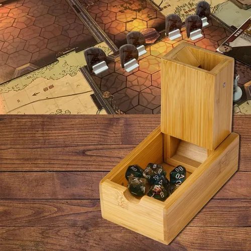 Miniatura 7 de Cusdie Torre de dados de bambú plegable de madera para juego de mesa, D&D, RPG (sin logotipo)