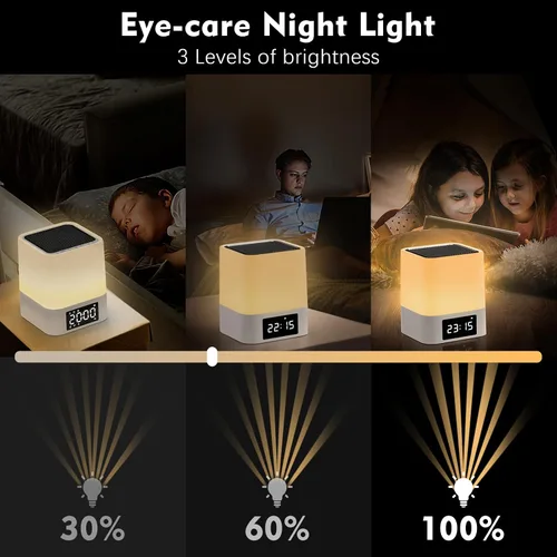 Miniatura 3 de Luz Nocturna Altavoz Bluetooth, Regalos para Niños de 10 11 12 13 14 15 Años Adolescentes Niñas, Reloj de Alarma Dual Todo en Uno, Lámpara de Noche