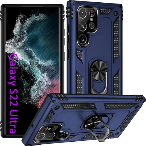 Miniatura 9 de Funda S22 Ultra para Samsung Galaxy S22 Ultra, con anillo de soporte, soporte ajustable, grado militar, protección resistente, a prueba de golpes