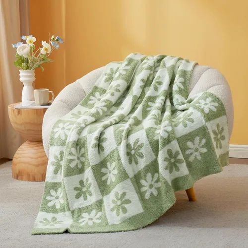 Miniatura 18 de Snuggle Sac - Manta a cuadros, manta roja para sofá, manta de microfibra de franela buffalo a cuadros, mullida, cálida, acogedora, suave, manta