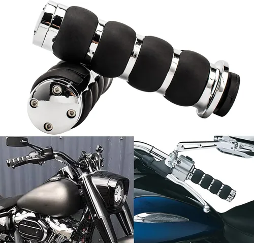 Miniatura 9 de Motocicleta 1 "mano apretones extremo barra manillar Spike cromo negro aluminio caucho