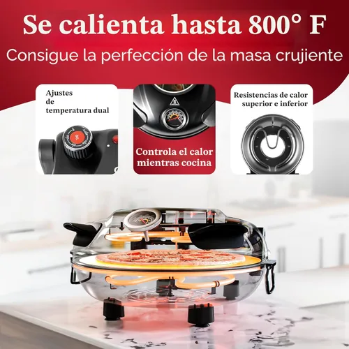 Miniatura 4 de Horno de Pizza de Superficie PIEZANO de Costra Crujiente por Granitestone – Horno Eléctrico de Pizza de 12 Pulgadas para Superficie