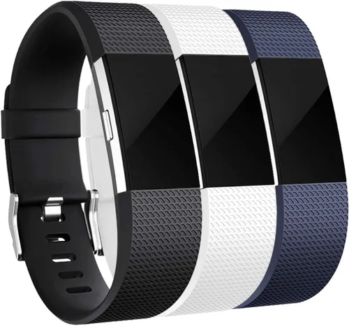 Miniatura 11 de Correas de reemplazo Maledan compatibles con Fitbit Charge 2, paquete de 3, grandes, gris/azul/negro Negro/Azul/Gris