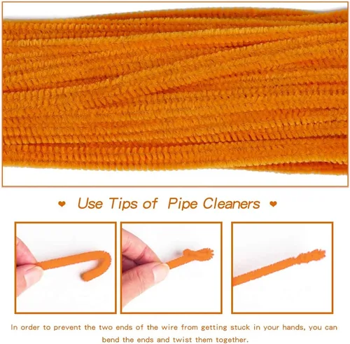 Miniatura 4 de 100 piezas de limpiadores de tuberías con tallo de chenilla, juego de limpiadores de tubería naranja para manualidades y decoraciones DIY, tallos