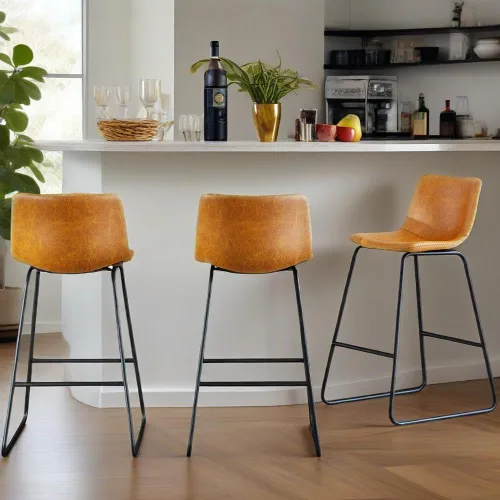 Miniatura 46 de YaFiti - Juego de 2 sillas de comedor de 18 pulgadas, sillas modernas tapizadas para comedor con cojines de piel sintética y patas de metal, silla