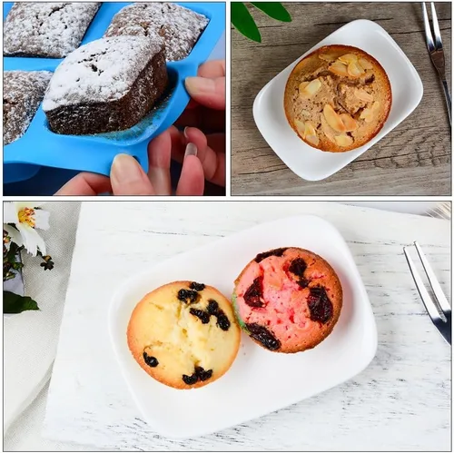 Miniatura 7 de CAKETIME Molde de silicona para magdalenas - Molde para magdalenas, molde mini para pan de silicona, moldes de silicona para hornear de grado Azul