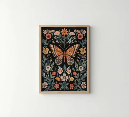 Miniatura 45 de Póster de Arte de Luna Llena, Estilo William Morris Retro de Mediados de Siglo Botánico Victoriano Academia Oscura Decoración Gótica Galería 10a