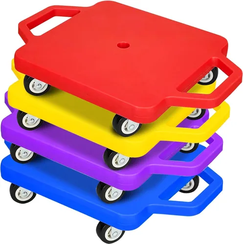 4 unids patinete deportivo con asas sentado Scooter Junta de plástico de colores ruedas de plástico deportivo Scooter Board Niños Gimnasio