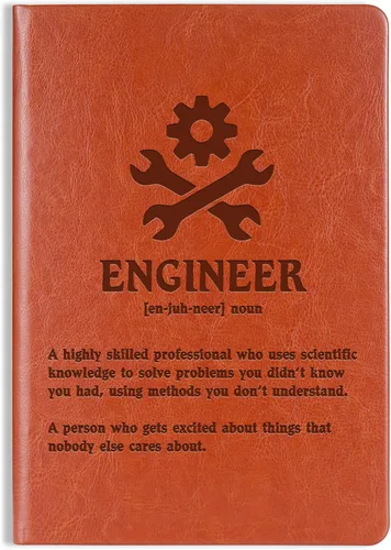Cuaderno de cuero con definición de ingeniero de regalo para ingeniero, nuevo regalo para pasador con licencia, regalo para estudiantes de