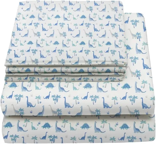 Miniatura 19 de Juego de sábanas tamaño individual para niños y niñas, sábanas para niños, linda sábana de cama, incluye sábana plana, ajustable y funda de Azul