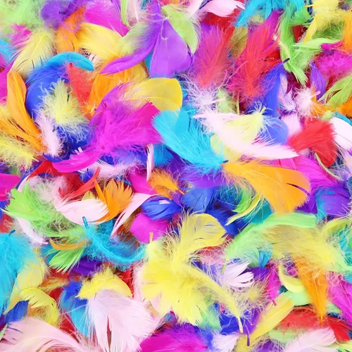 Miniatura 15 de 400 plumas negras, pequeñas plumas naturales para manualidades a granel, colores surtidos de 2.0-3.1 in, plumas de ganso para relleno de regalos