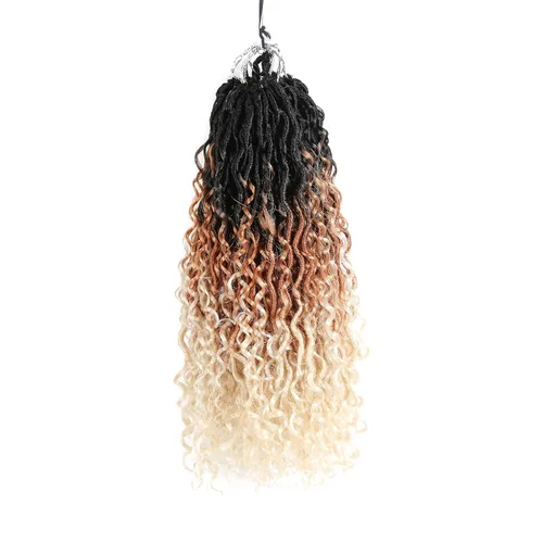 Miniatura 33 de Aipin Goddess Cabello de Ganchillo de 18 Pulgadas Boho River Locs Hippie Locs Ondulado de Ganchillo Con Cabello Rizado en el Medio y Extremos 613