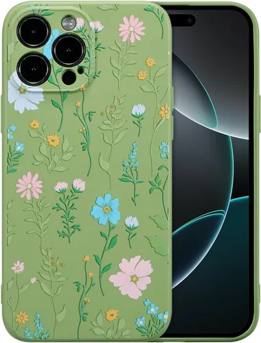 Miniatura 69 de RALEAVO Funda Floral para iPhone 12, Cubierta de Silicona Líquida con Bonito Patrón de Rama de Flores para Niñas y Mujeres, Funda Protectora de Goma