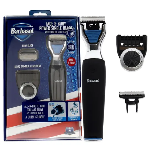 Barbasol Afeitadora eléctrica recargable de una sola hoja húmeda y seca con cuchillas de acero inoxidable y accesorio ajustable para recortadora de