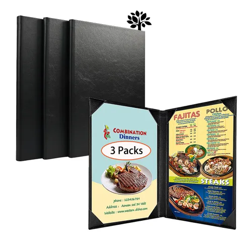 Miniatura 9 de Fundas de cuero para menú con madera fuerte en el interior para 8.5 x 11 pulgadas, soporte de cuero para menú de una sola vista para restaurante
