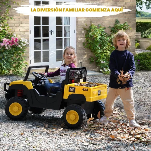 Miniatura 6 de ANPABO Camión volcador Caterpillar con licencia, juguete de 24V con control remoto para padres, 4WD motores potentes, hasta 5 mph, amortiguadores