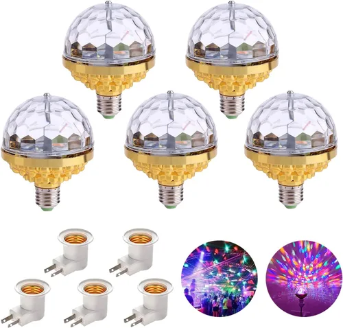 Miniatura 6 de Luz de bola mágica giratoria colorida, luces de fiesta, bola de discoteca, bombilla con forma de bola de discoteca de espejo, bombilla mágica